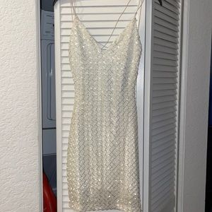 White sparkly mini dress